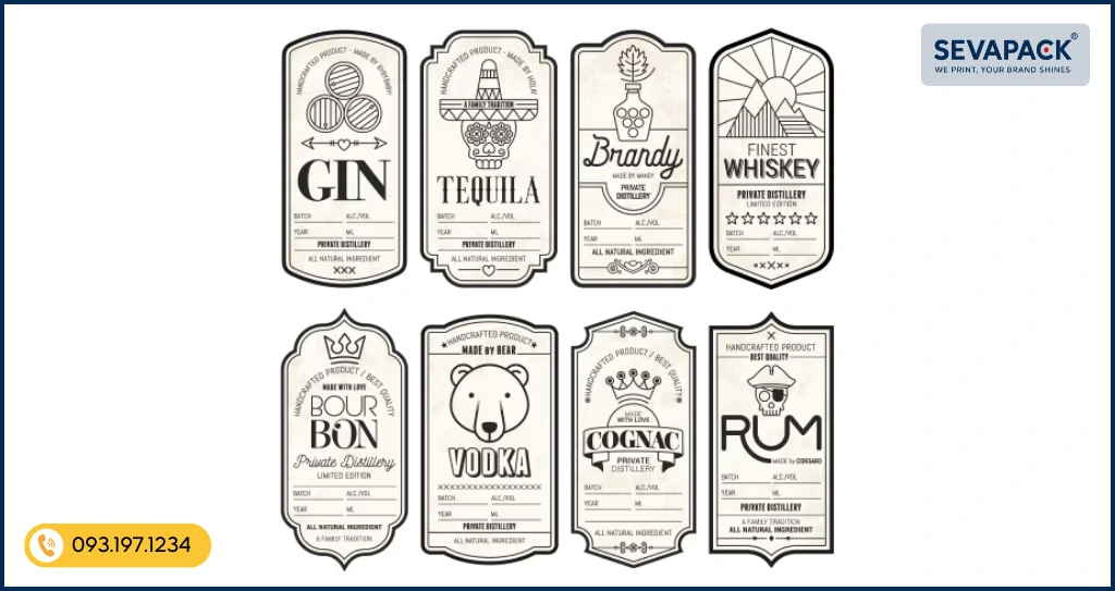 Mẫu tem nh&atilde;n rượu đẹp 01