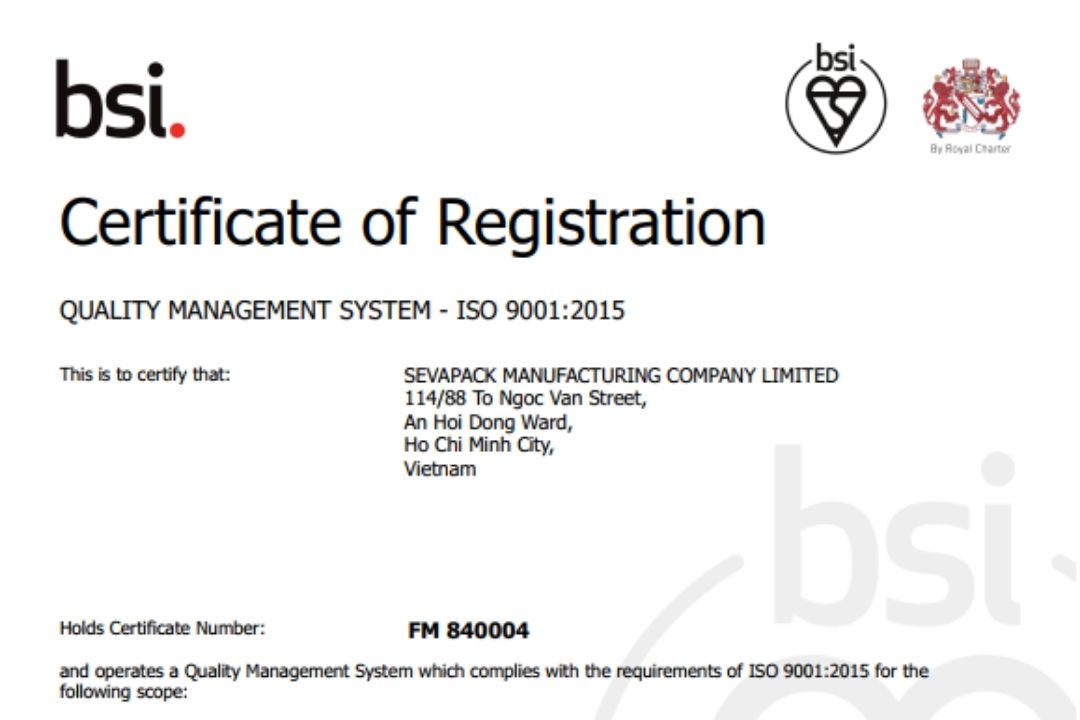Chứng Chỉ ISO 9001:2015