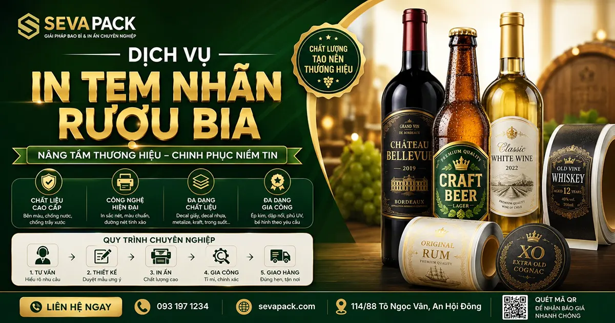 In tem nhãn rượu bịa với dây chuyền công nghệ hiện đại tại SevaPack