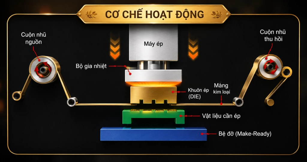 Ảnh minh họa cơ chế hoạt động của c&ocirc;ng nghệ &eacute;p kim